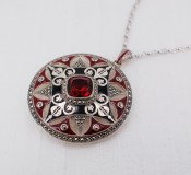 Ruby Quartz Medallion Necklace