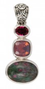 Ruby Fusite & Swarovski Cyclamen Opal & Fuchsia Pendant
