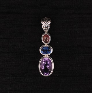 Amethyst, Blue Passion Topaz & Tourmaline Pendant