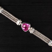 Rose Corrundum Trillion-Cut Chain Bracelet