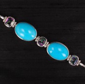 Turquoise & Mystic Topaz  Chain Bracelet