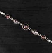 Blue Pearl & Silver Chain Bracelet