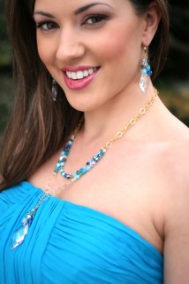 Navette Double Necklace in Ocean shown with the Navette Cluster Earrings in Ocean.