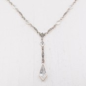 Diamond-Cut Cubic Zirconia & Marcasite Drop Necklace