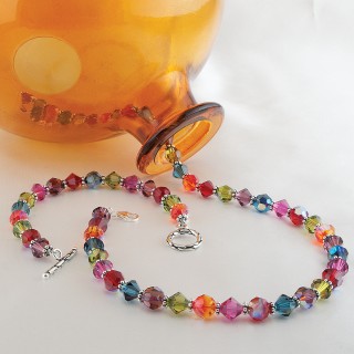 Classic Necklace in Sterling Silver Dark Multi shown with the Classic Bracelet in Dark Multi.
