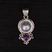 Blue Pearl & Amethyst Pendant