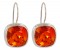Swarovski Crystal 12mm Cushion Cut Gemstone Earrings in Fire Opal