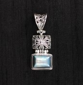 Blue Pearl Rectangle Pendant