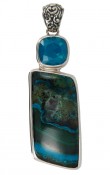 Chrysocolla & Swarovski Caribbean Blue Opal Pendant