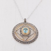 Blue Quartz Medallion Necklace
