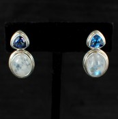 Moonstone & Asotic Blue Topaz Post Earrings