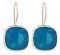 Swarovski Crystal 12mm Cushion Cut Gemstone Earrings in Caribbean Blue Opal