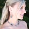 Eclectic Necklace shown in Sterling Silver Chambray. Shown with Chandelier Hoop Earrings in Chambray.