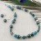 Pearl Drop Earrings in Sterling Silver Tahitian-look (Peacock). Shown with Eclectic Necklace in Peacock.