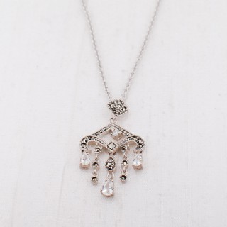 Cubic Zirconia & Marcasite Chandelier Necklace