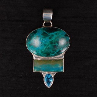 Chrysocolla & Blue Topaz Pendant