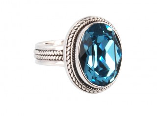 Swarovski Crystal Oval Ring in Aquamarine
